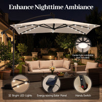 2.5M Solar LED Cantilever Umbrella with 360 Rotation and Weighted Base