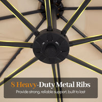 2.5M Solar LED Cantilever Umbrella with 360 Rotation and Weighted Base