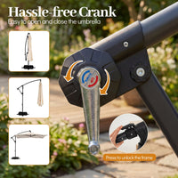 2.5M Solar LED Cantilever Umbrella with 360 Rotation and Weighted Base