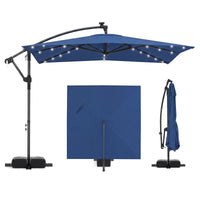 2.5M Solar LED Cantilever Umbrella with 360 Rotation and Weighted Base