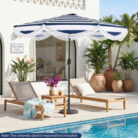 2.7M Patio Umbrella with Fringe Tassel Push Button Tilt and Crank for Garden