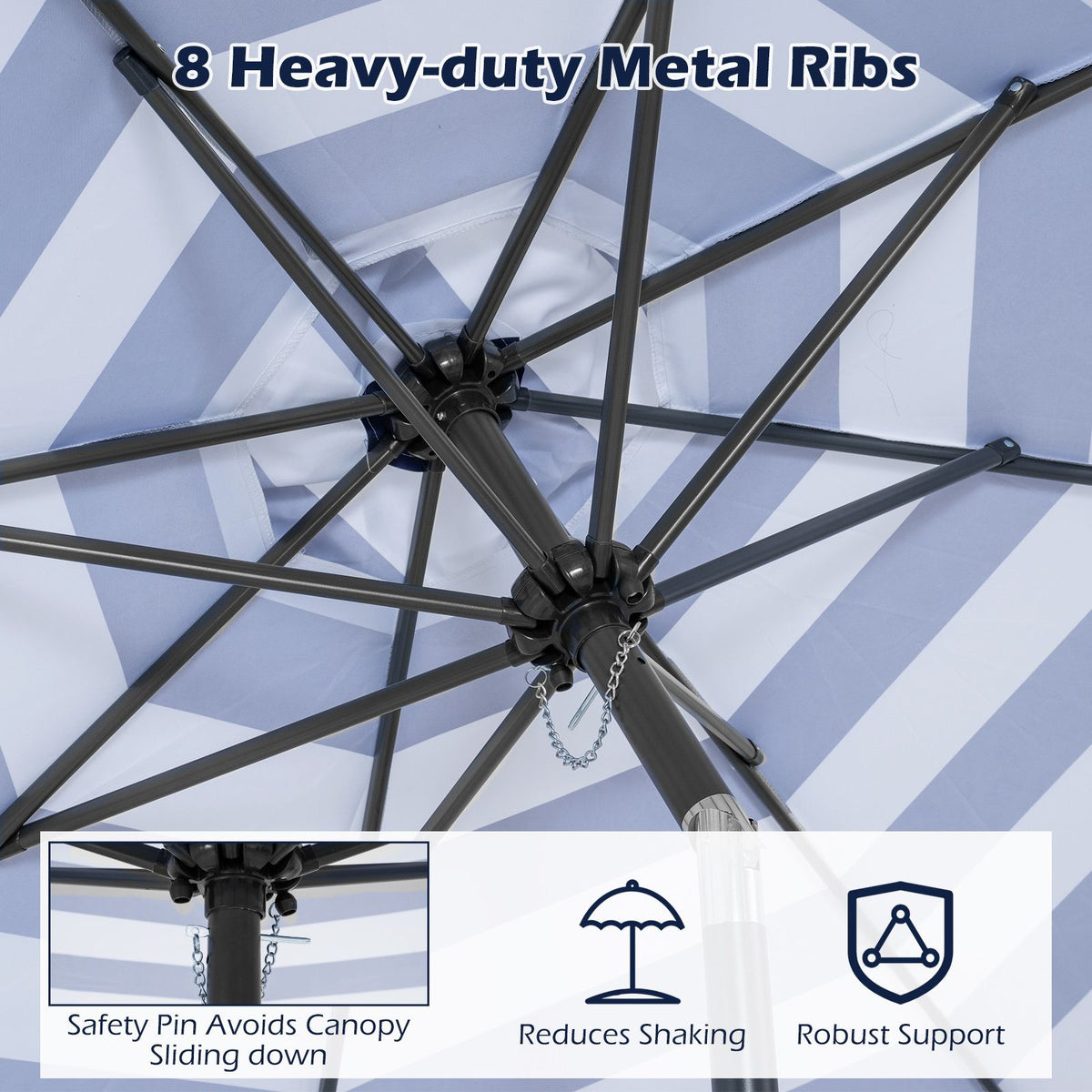 2.7M Patio Umbrella with Fringe Tassel Push Button Tilt and Crank for Garden