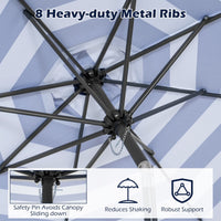 2.7M Patio Umbrella with Fringe Tassel Push Button Tilt and Crank for Garden