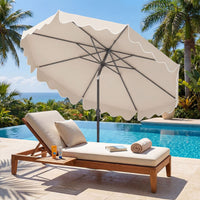 2.7M Patio Umbrella with Push Button Tilt Crank and 8 Metal Ribs