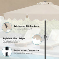 2.7M Patio Umbrella with Push Button Tilt Crank and 8 Metal Ribs