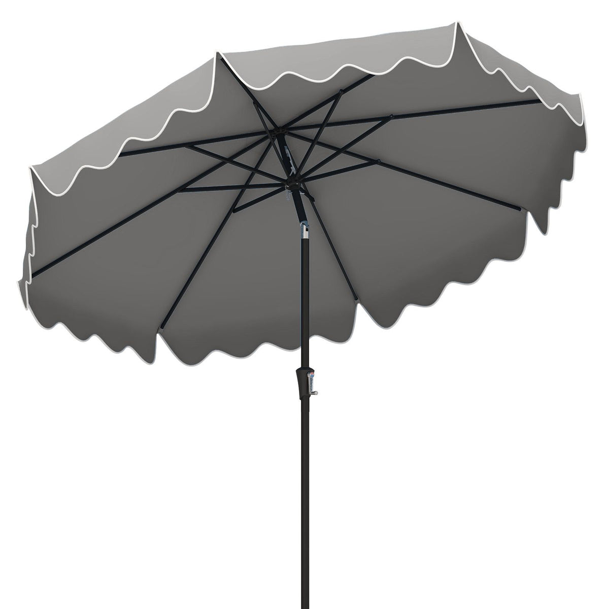 2.7M Patio Umbrella with Push Button Tilt Crank and 8 Metal Ribs