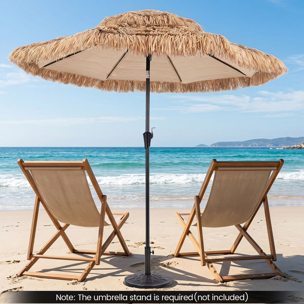 2.7m Solar Thatched Tiki Umbrella with 96 LED Lights and 12 Modes