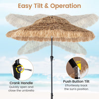 2.7m Solar Thatched Tiki Umbrella with 96 LED Lights and 12 Modes