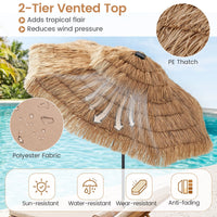 2.7m Solar Thatched Tiki Umbrella with 96 LED Lights and 12 Modes