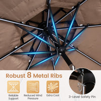 2.7m Solar Thatched Tiki Umbrella with 96 LED Lights and 12 Modes