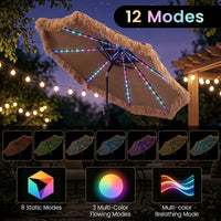 2.7m Solar Thatched Tiki Umbrella with 96 LED Lights and 12 Modes