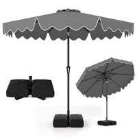 2.8M Patio Umbrella with Weighted Base Sandbags and Push Button Tilt