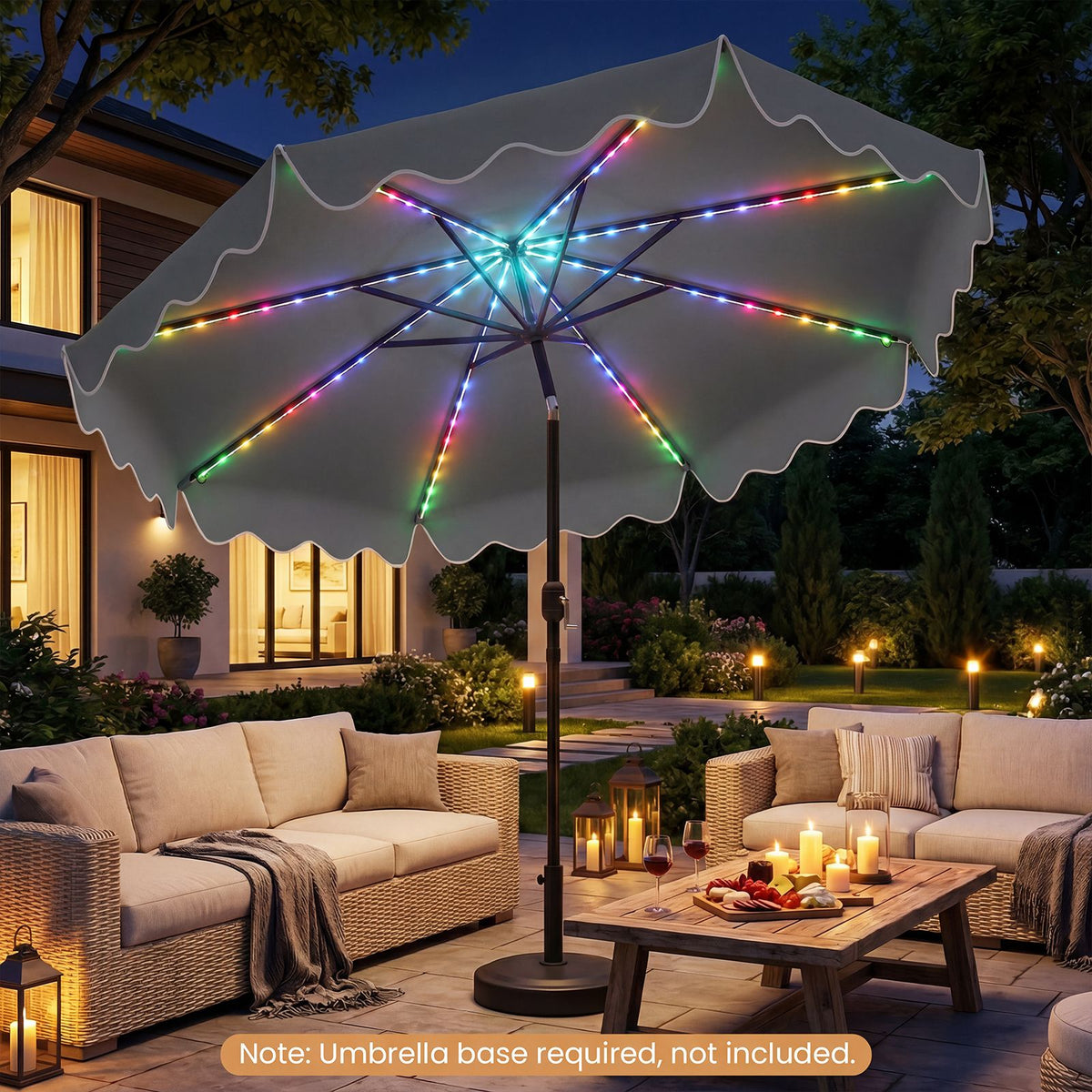 2.8/3m Solar Patio Umbrella with 104 LED Lights for Garden and Deck