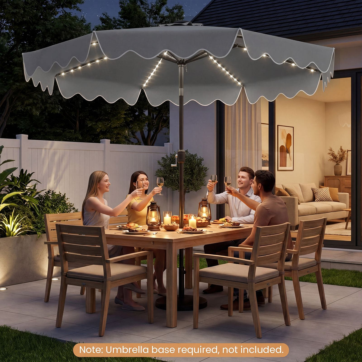 2.8/3m Solar Patio Umbrella with 104 LED Lights for Garden and Deck