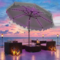 2.8/3m Solar Patio Umbrella with 104 LED Lights for Garden and Deck