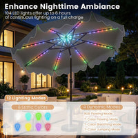 2.8/3m Solar Patio Umbrella with 104 LED Lights for Garden and Deck