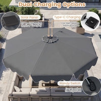 2.8/3m Solar Patio Umbrella with 104 LED Lights for Garden and Deck