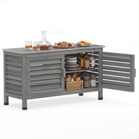 2-Door Potting Table with Stainless Steel Countertop and Fir Wood Frame L-Shaped Shelf