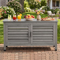 2-Door Potting Table with Stainless Steel Countertop and Fir Wood Frame L-Shaped Shelf