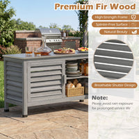 2-Door Potting Table with Stainless Steel Countertop and Fir Wood Frame L-Shaped Shelf