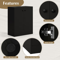 2-Door Storage Cabinet with 3-Tier Shelf Freestanding Side Cabinet