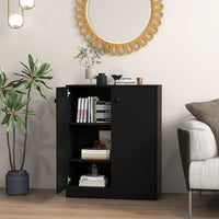 2-Door Storage Cabinet with 3-Tier Shelf Freestanding Side Cabinet