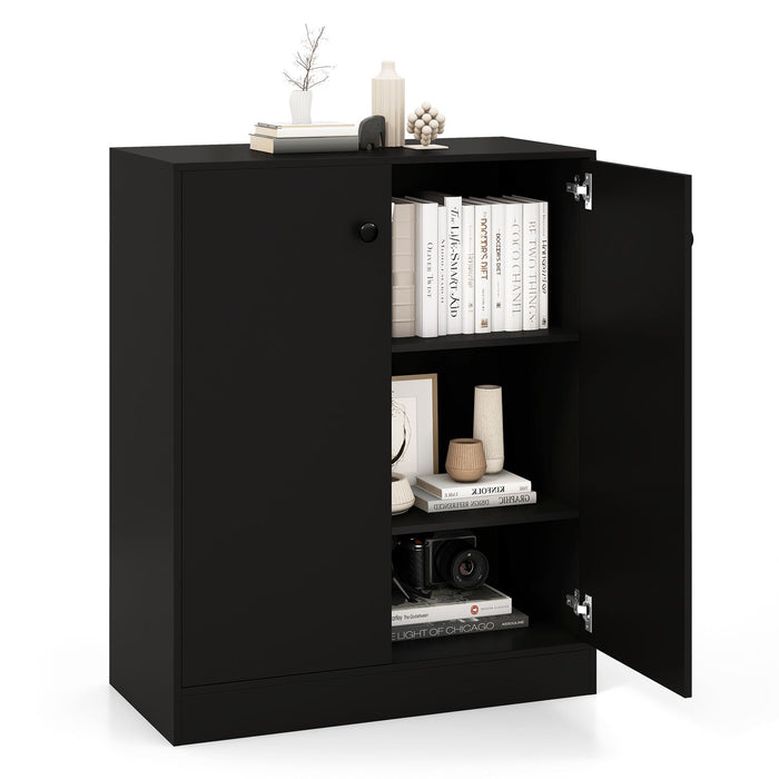 2-Door Storage Cabinet with 3-Tier Shelf Freestanding Side Cabinet
