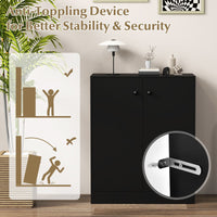 2-Door Storage Cabinet with 3-Tier Shelf Freestanding Side Cabinet