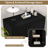 2-Door Storage Cabinet with 3-Tier Shelf Freestanding Side Cabinet