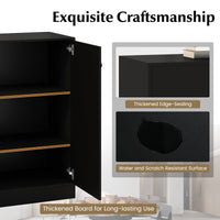2-Door Storage Cabinet with 3-Tier Shelf Freestanding Side Cabinet