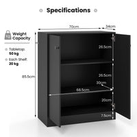 2-Door Storage Cabinet with 3-Tier Shelf Freestanding Side Cabinet