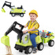 2-In-1 Kids Ride on Tractor with Digging Arm and Detachable Trailer