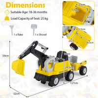 2-In-1 Kids Ride on Tractor with Digging Arm and Detachable Trailer