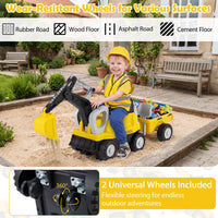 2-In-1 Kids Ride on Tractor with Digging Arm and Detachable Trailer