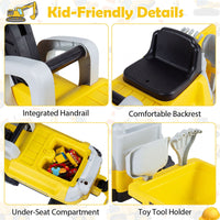 2-In-1 Kids Ride on Tractor with Digging Arm and Detachable Trailer