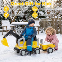2-In-1 Kids Ride on Tractor with Digging Arm and Detachable Trailer
