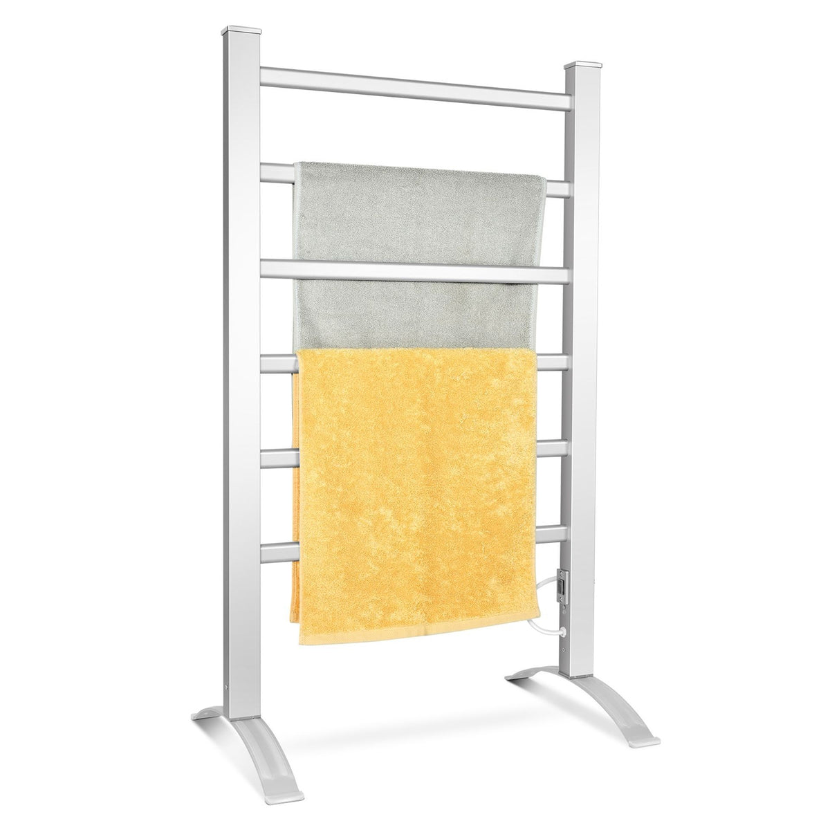 2-In-1 Towel Warmer and Drying Rack with 6 Bars and Aluminum Frame for Bathroom