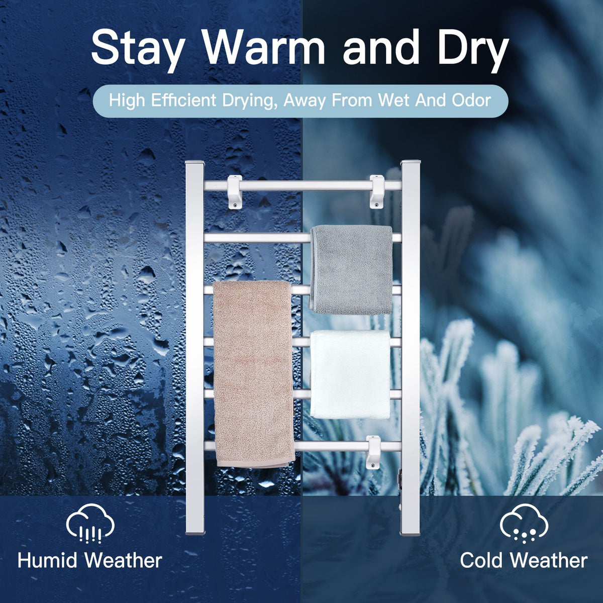 2-In-1 Towel Warmer and Drying Rack with 6 Bars and Aluminum Frame for Bathroom