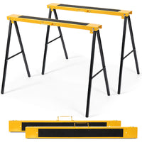 2-Pack Folding Saw Horses with Non-Topple Surface and Quick Open Legs for Woodworking
