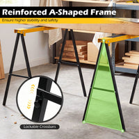 2-Pack Folding Saw Horses with Non-Topple Surface and Quick Open Legs for Woodworking