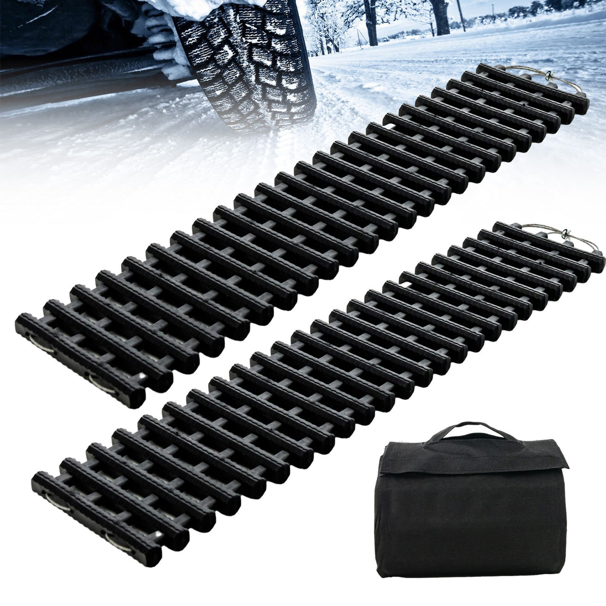 2 Pack Tire Traction Mats with Bag for Off Road Snow