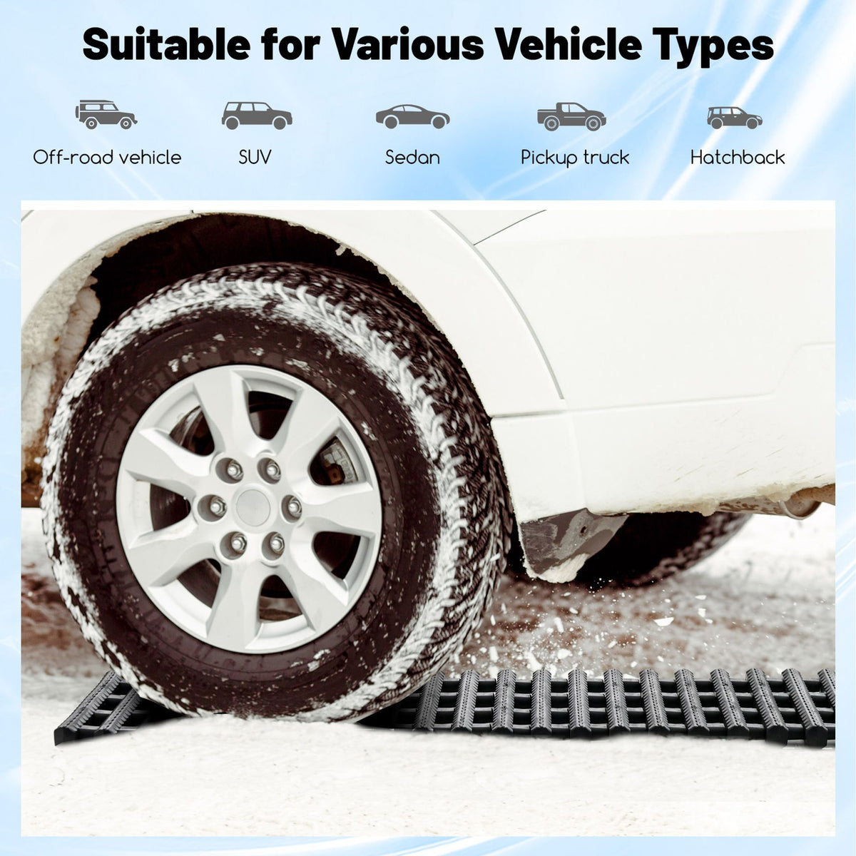 2 Pack Tire Traction Mats with Bag for Off Road Snow