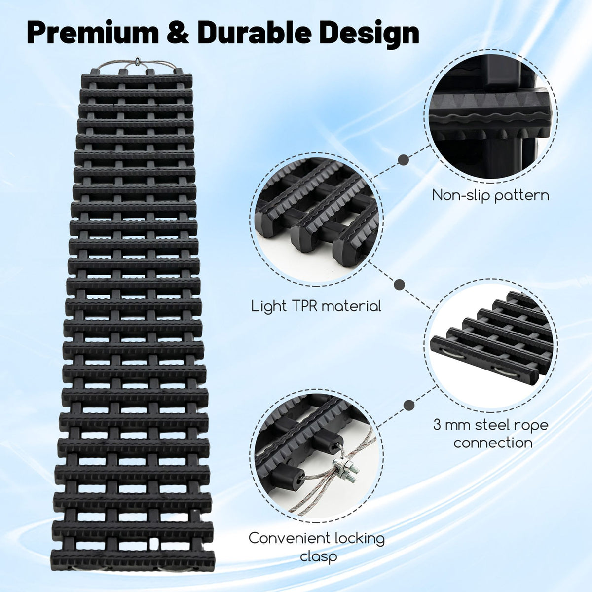 2 Pack Tire Traction Mats with Bag for Off Road Snow
