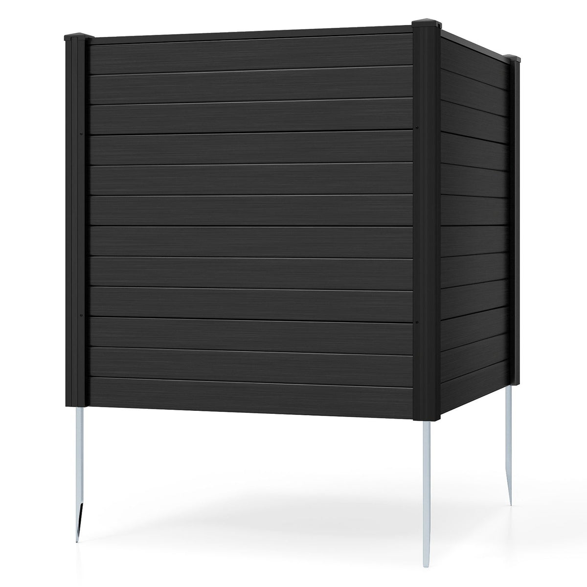 2 Panels 123cm x 123cm PP Privacy Fence Screen with Galvanized Ground Stakes