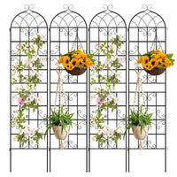 4 Panles Metal Garden Trellis for Outdoor Climbing Plants Rose Vegetable Flower