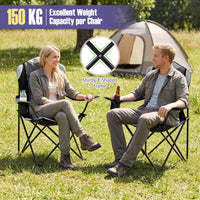 2 Pieces Folding Camping Chairs for Adults with Cup Holders
