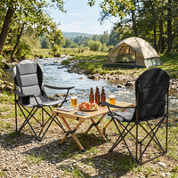 2 Pieces Folding Camping Chairs for Adults with Cup Holders