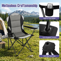 2 Pieces Folding Camping Chairs for Adults with Cup Holders