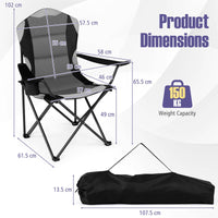 2 Pieces Folding Camping Chairs for Adults with Cup Holders