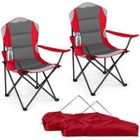 2 Pieces Folding Camping Chairs for Adults with Cup Holders